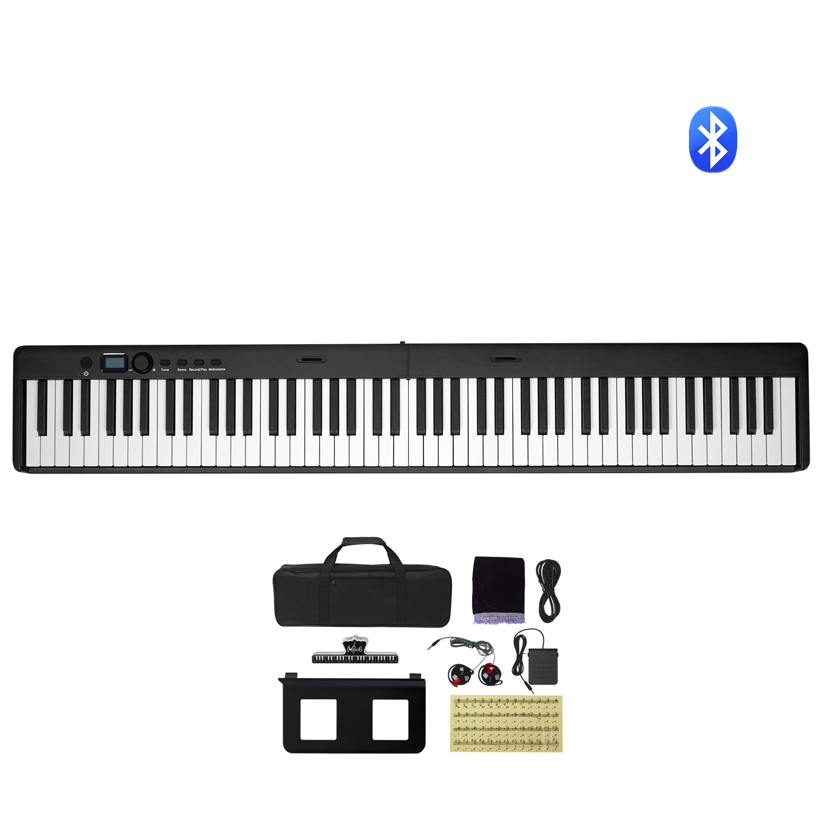 Musical Instrument Piano - SucceBuy 88-toetsen opvouwbare toetsenbordpiano Bluetooth, MIDI
